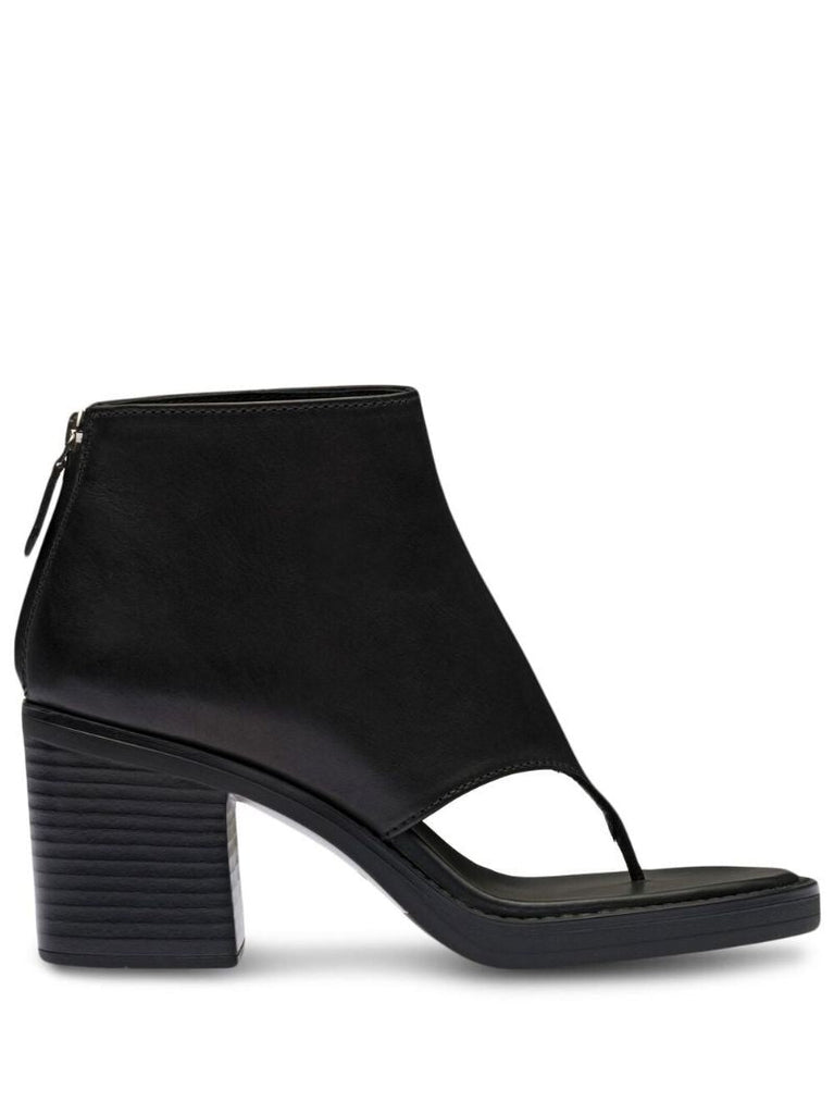 Black Thong 75 Leather Ankle Boots