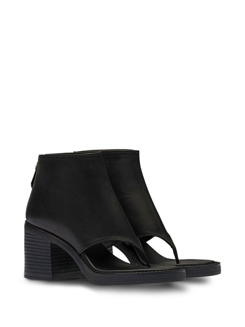 Black Thong 75 Leather Ankle Boots