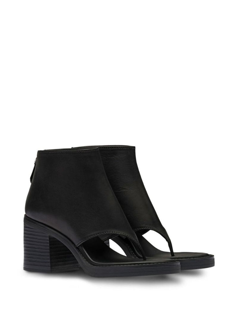 Black Thong 75 Leather Ankle Boots