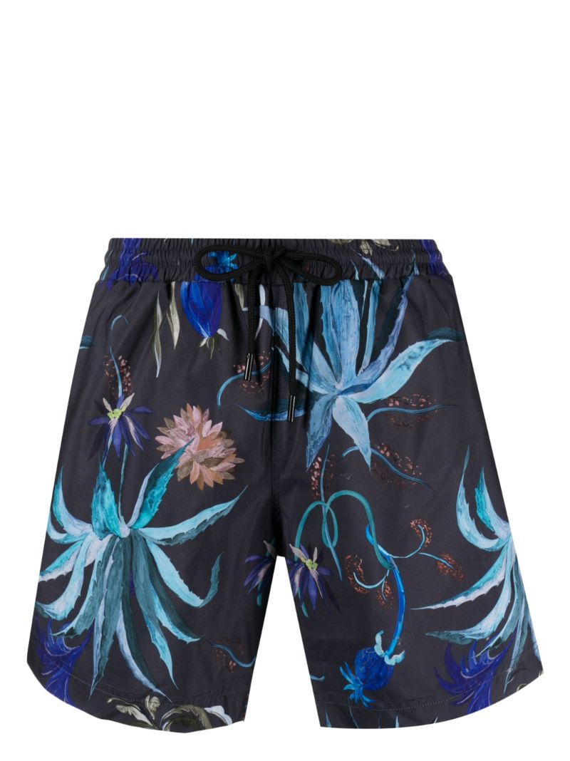 Blue Graphic Print Swim Shorts