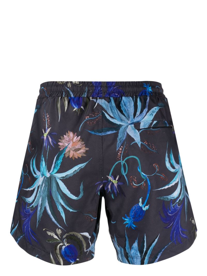 Blue Graphic Print Swim Shorts