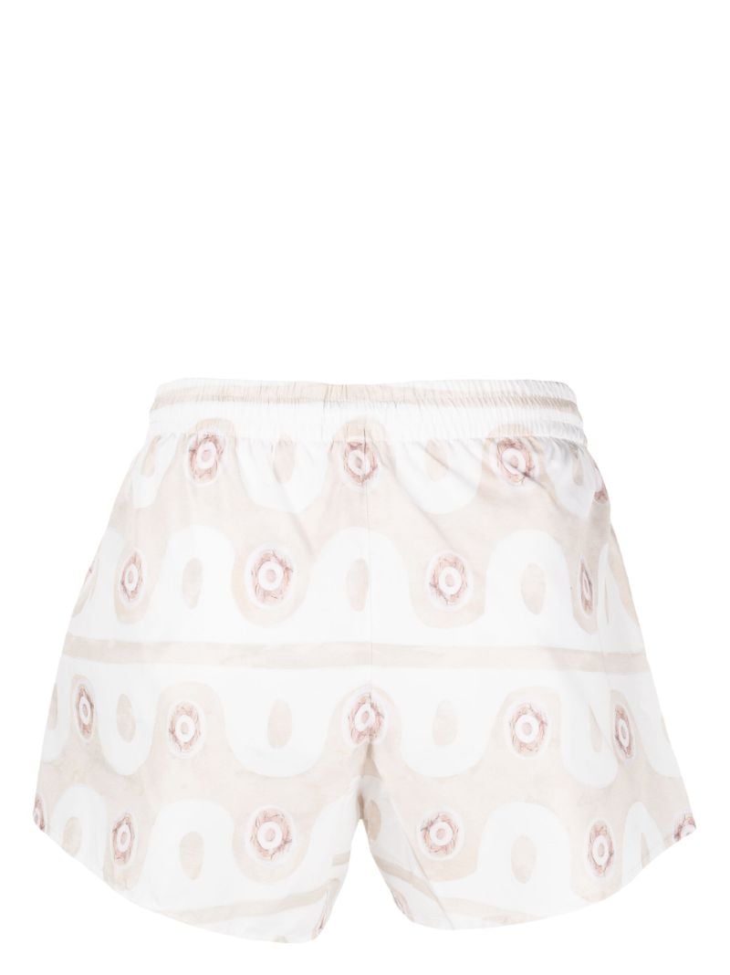 White Graphic Print Swim Shorts