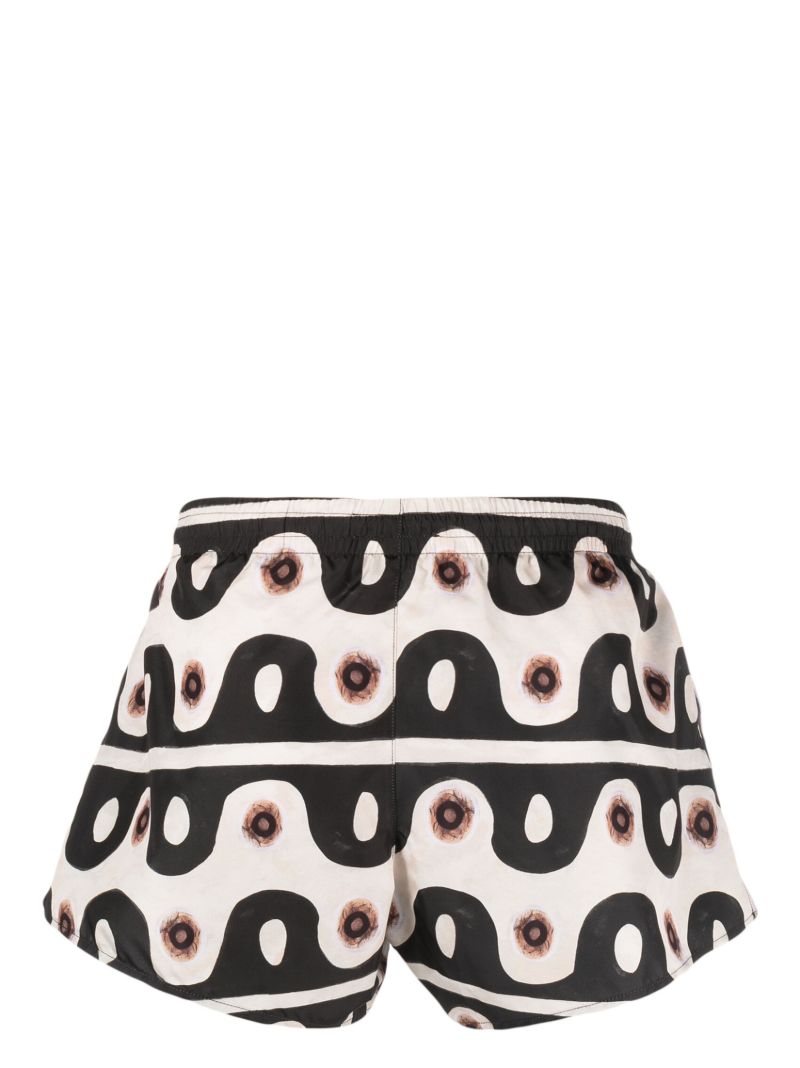Black Graphic Print Swim Shorts