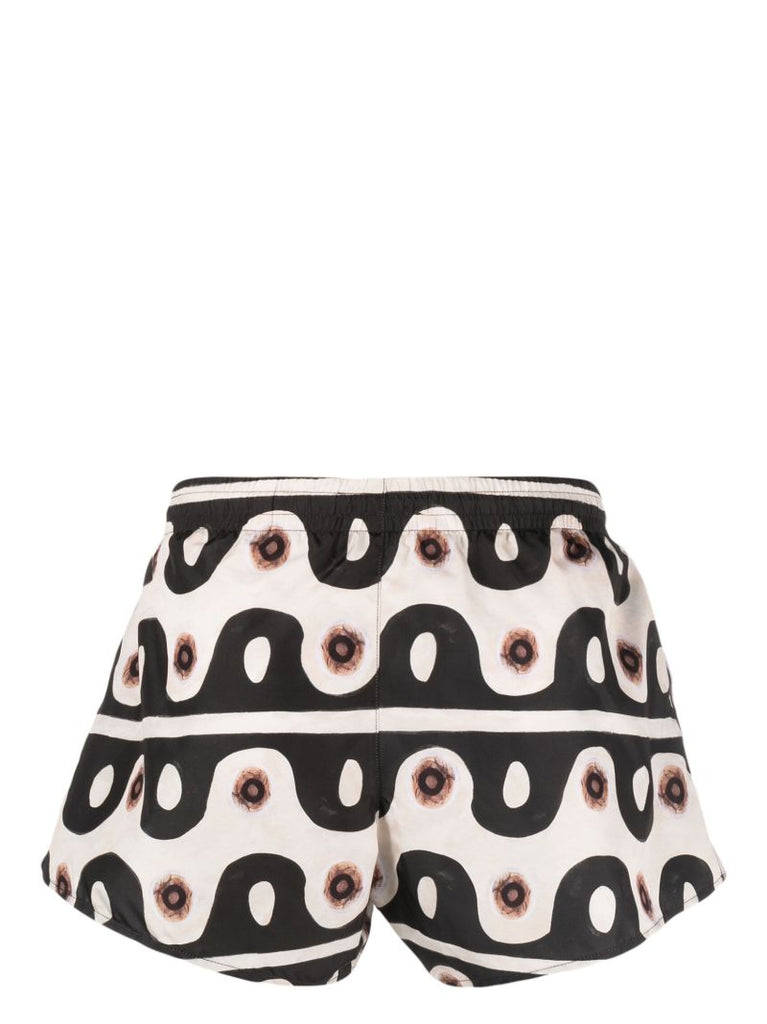 Black Graphic Print Swim Shorts