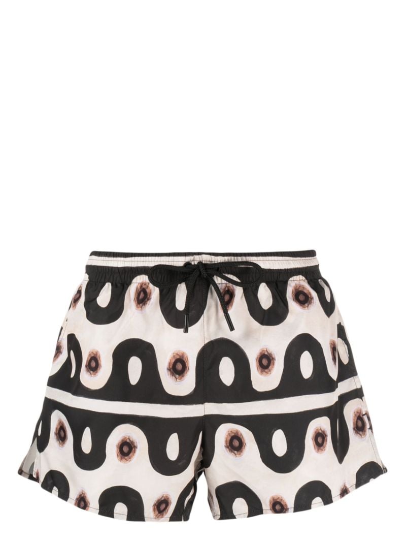 Black Graphic Print Swim Shorts