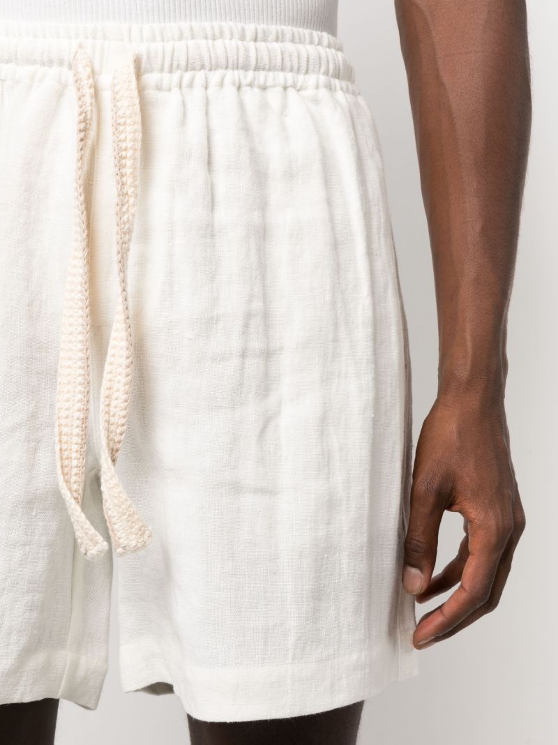 White Linen Drawstring Shorts