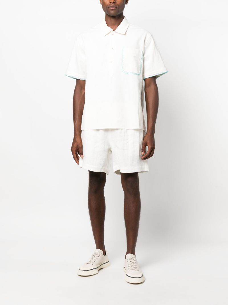 White Linen Drawstring Shorts