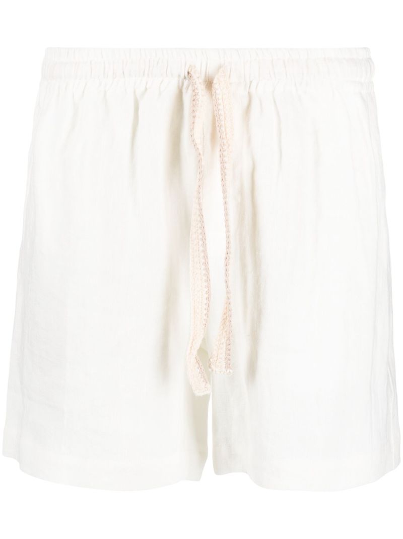White Linen Drawstring Shorts