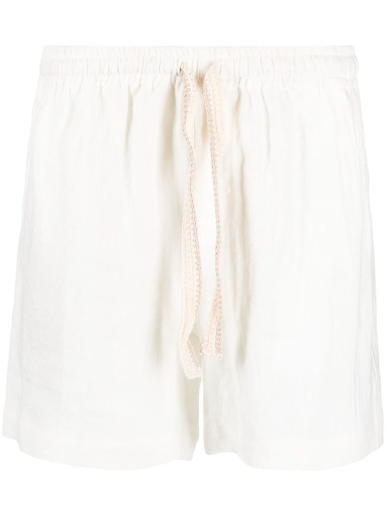 White Linen Drawstring Shorts