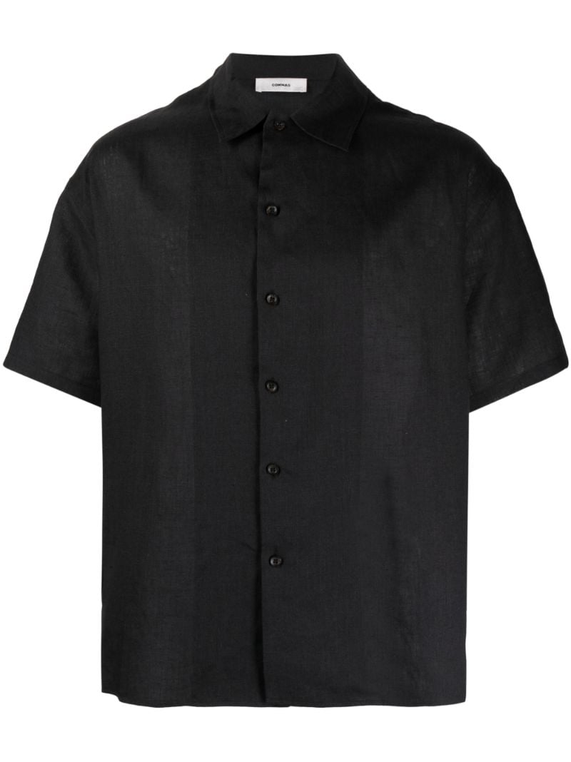 Black Short-sleeve Linen Shirt