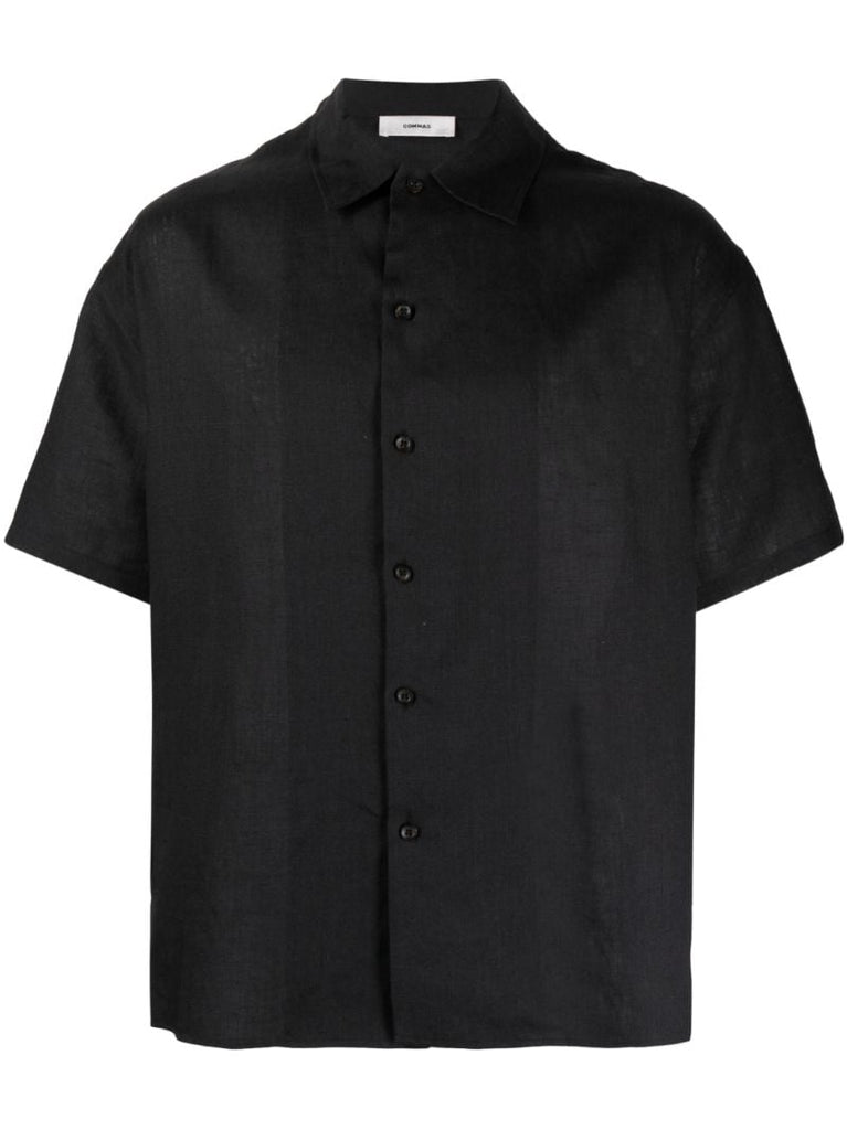 Black Short-sleeve Linen Shirt