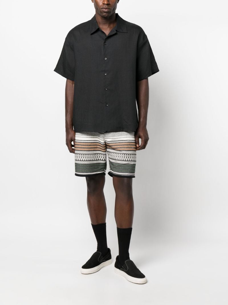 Black Short-sleeve Linen Shirt