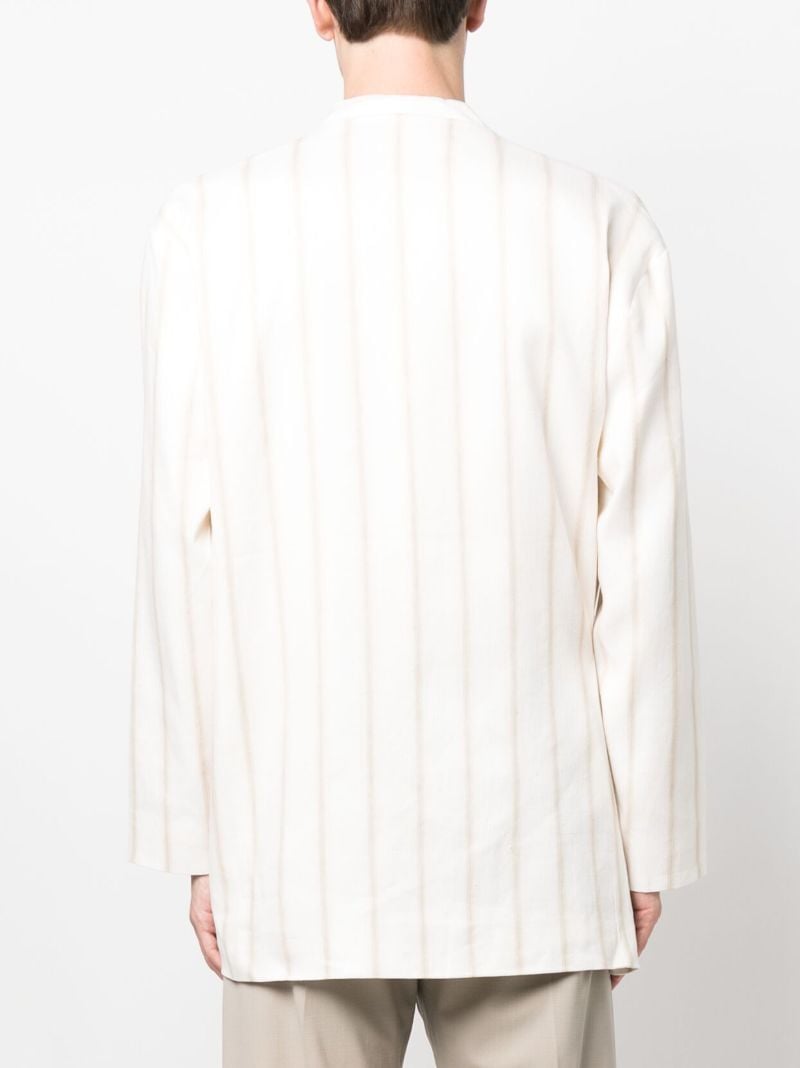 White Striped Asymmetric Robe Jacket