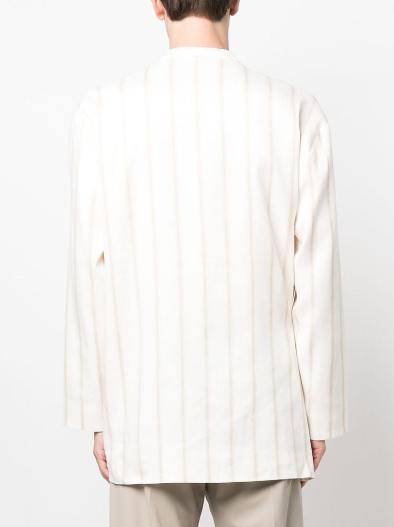 White Striped Asymmetric Robe Jacket