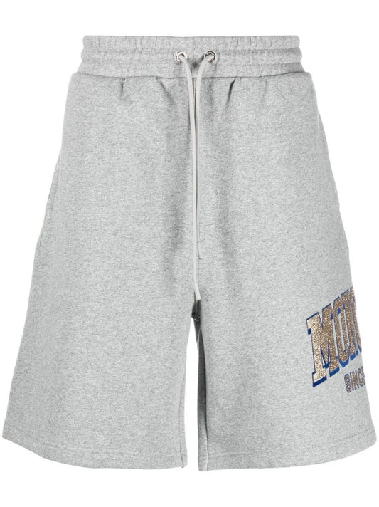 Grey Logo Print Shorts