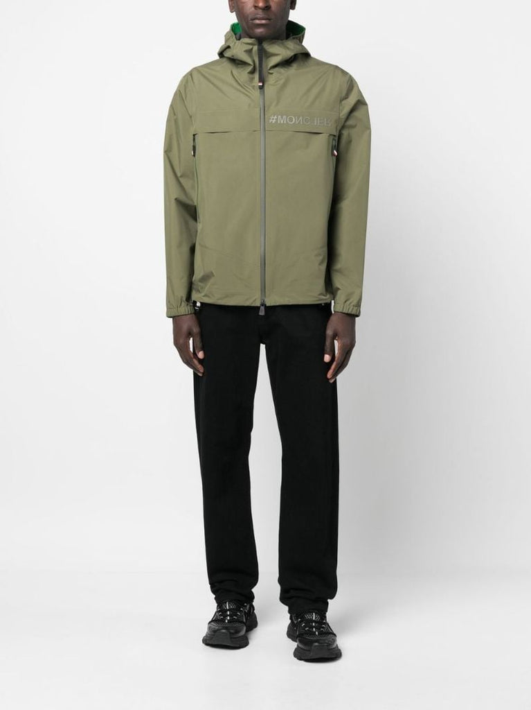 Green Shipton Logo Print Hooded Jacket