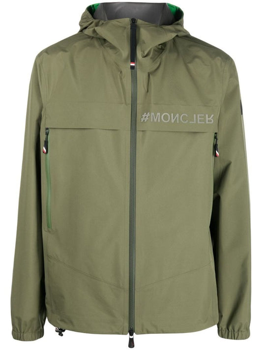 Green Shipton Logo Print Hooded Jacket