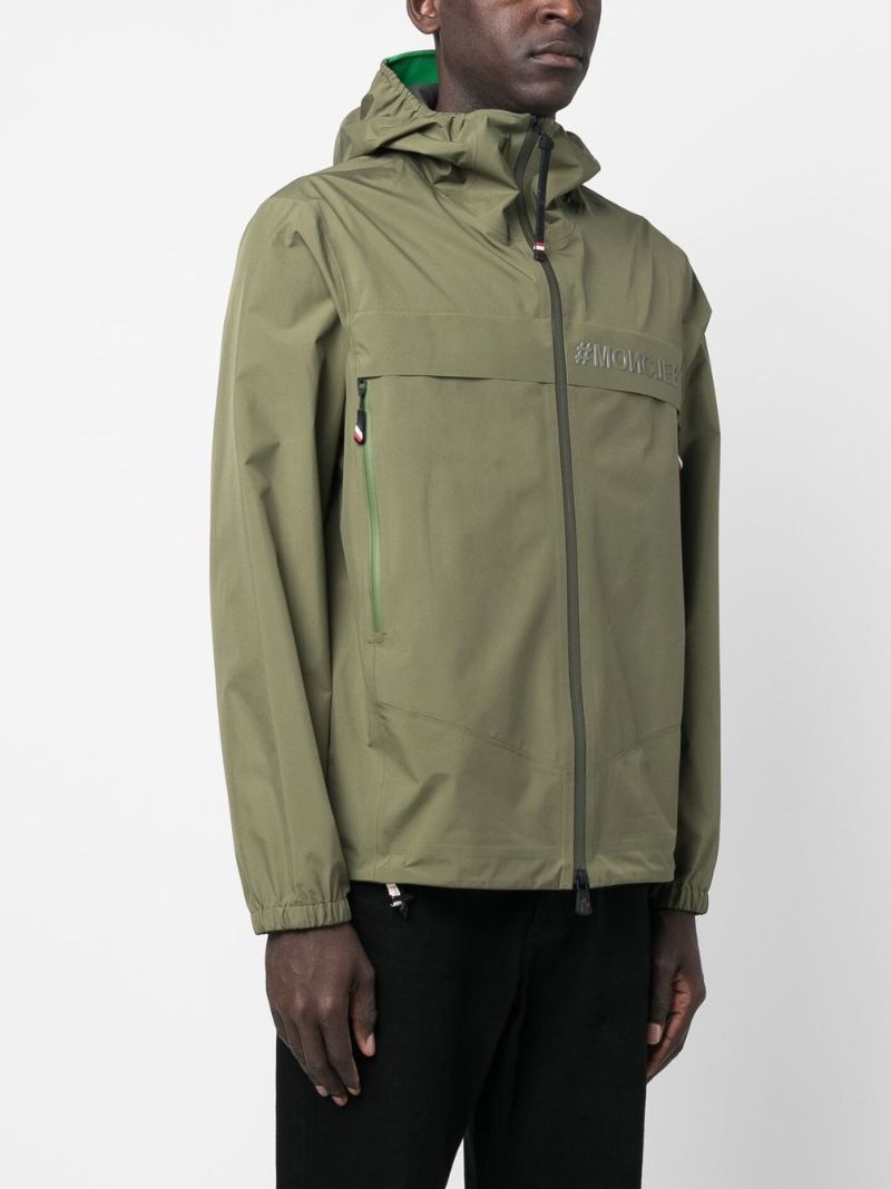 Green Shipton Logo Print Hooded Jacket