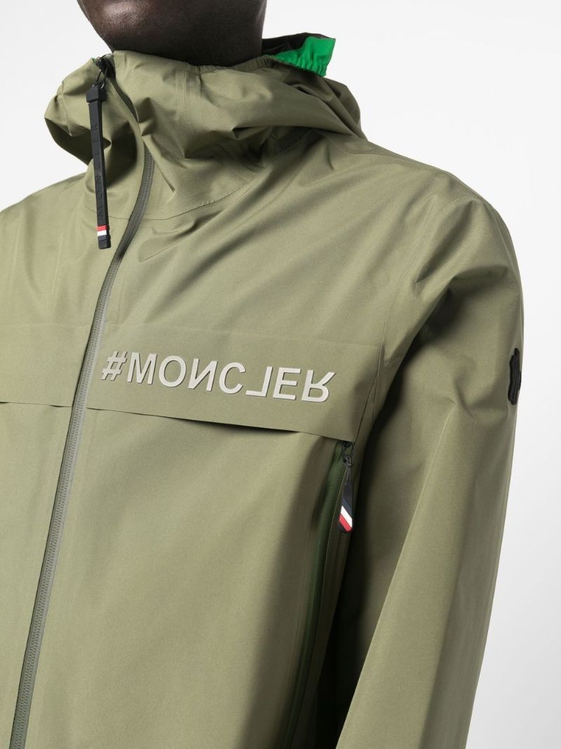 Green Shipton Logo Print Hooded Jacket
