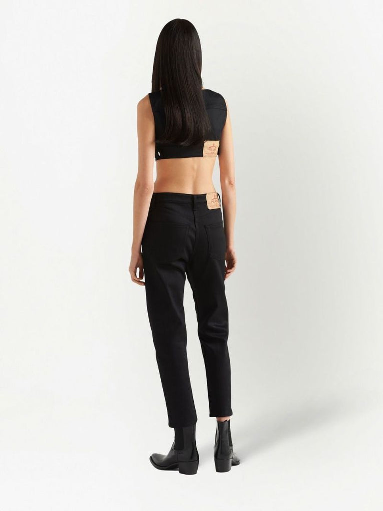 Black Straight-leg Cropped Jeans