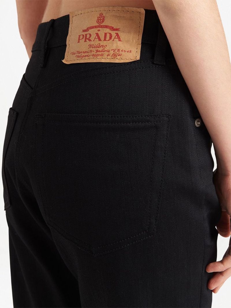 Black Straight-leg Cropped Jeans