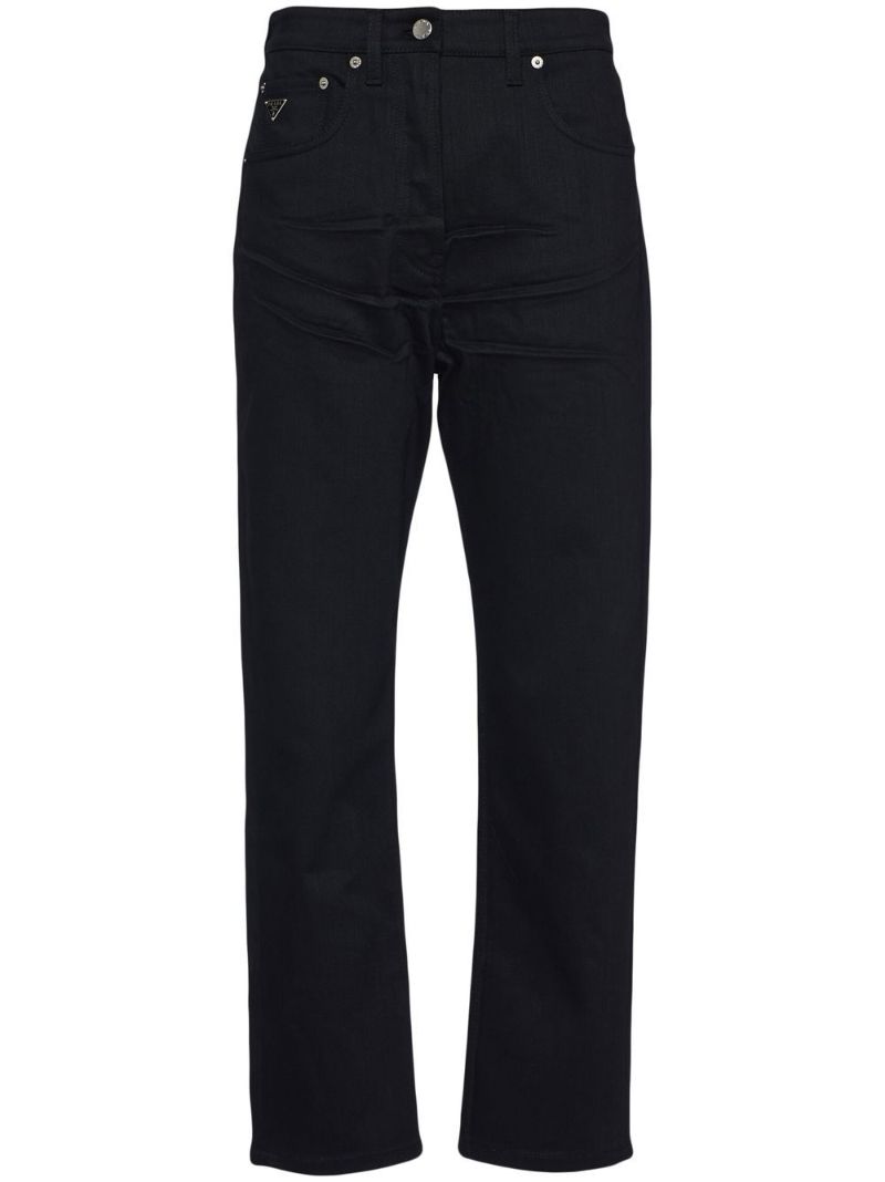 Black Straight-leg Cropped Jeans