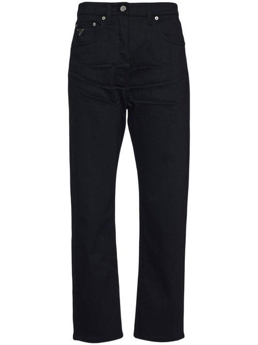 Black Straight-leg Cropped Jeans