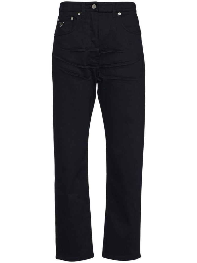 Black Straight-leg Cropped Jeans