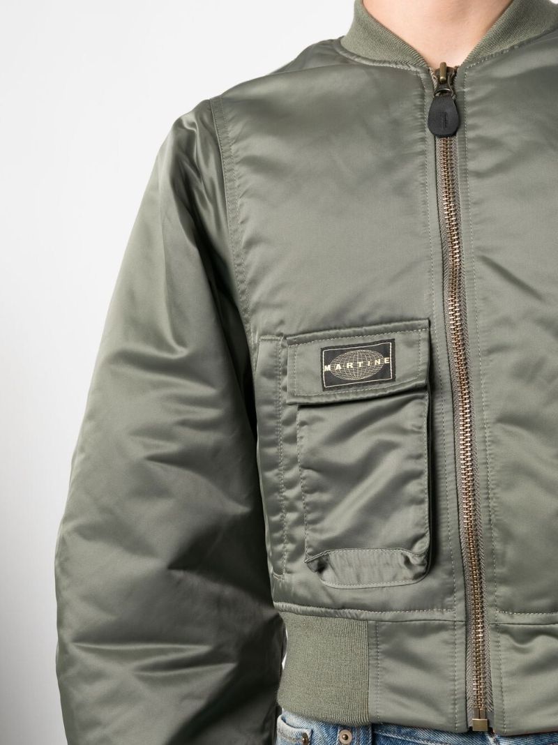 Green Cropped Bomber Jacket