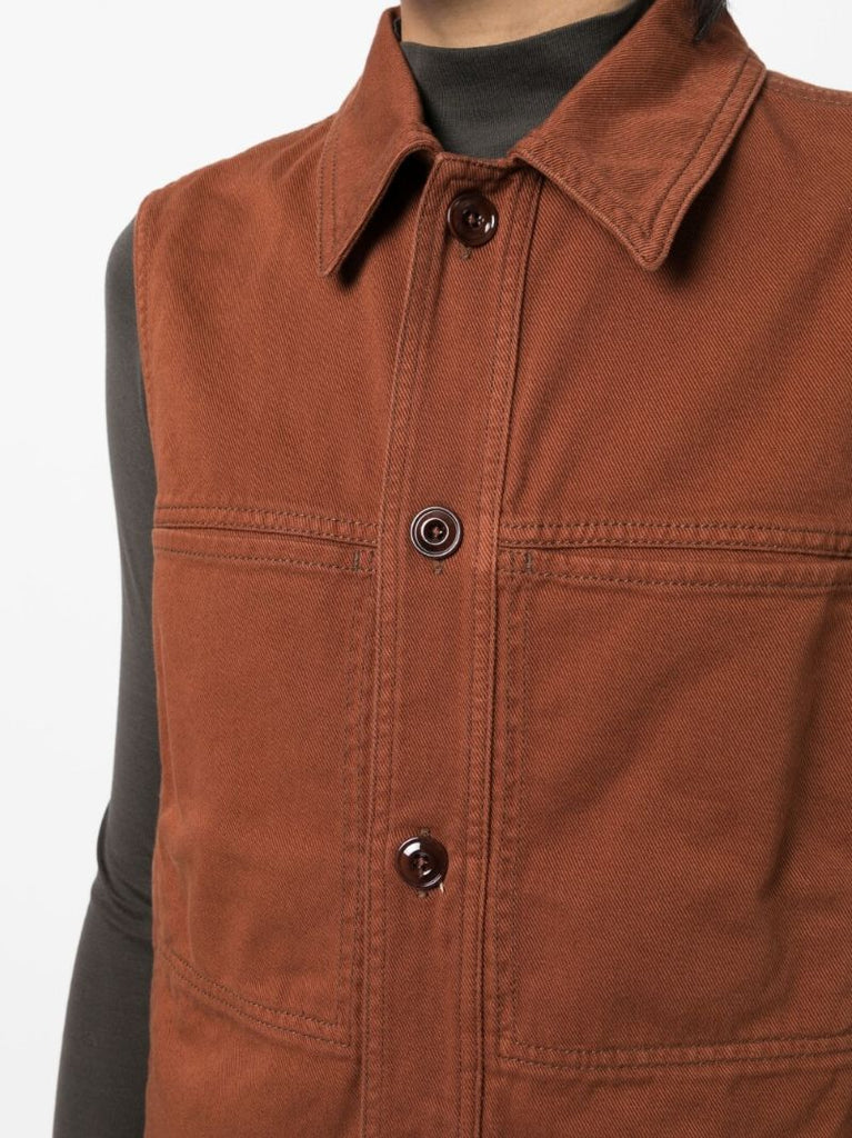Brown Cotton Denim Vest