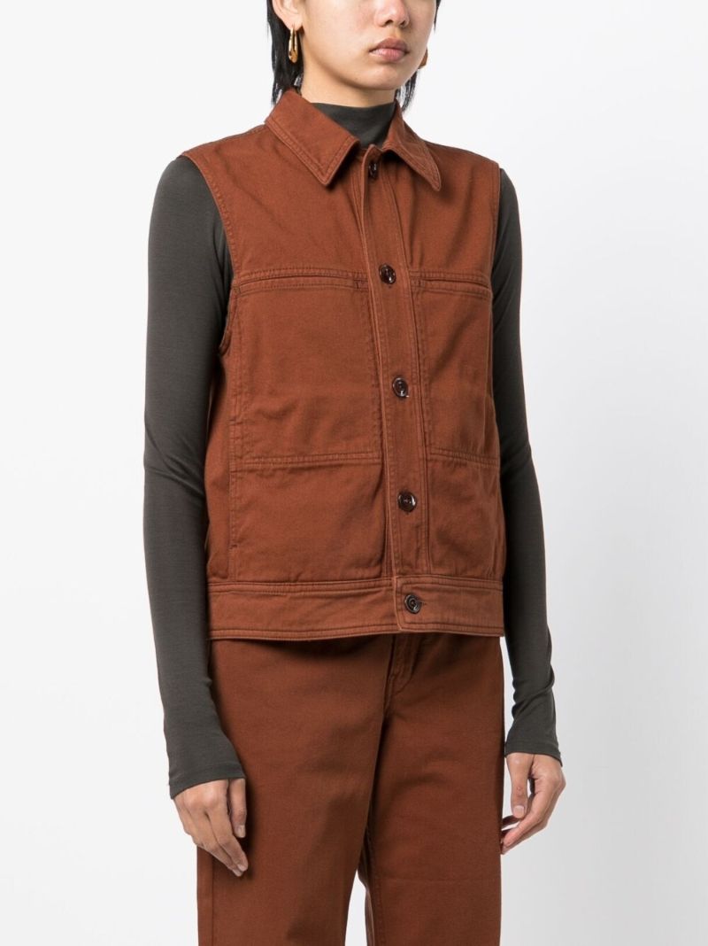Brown Cotton Denim Vest