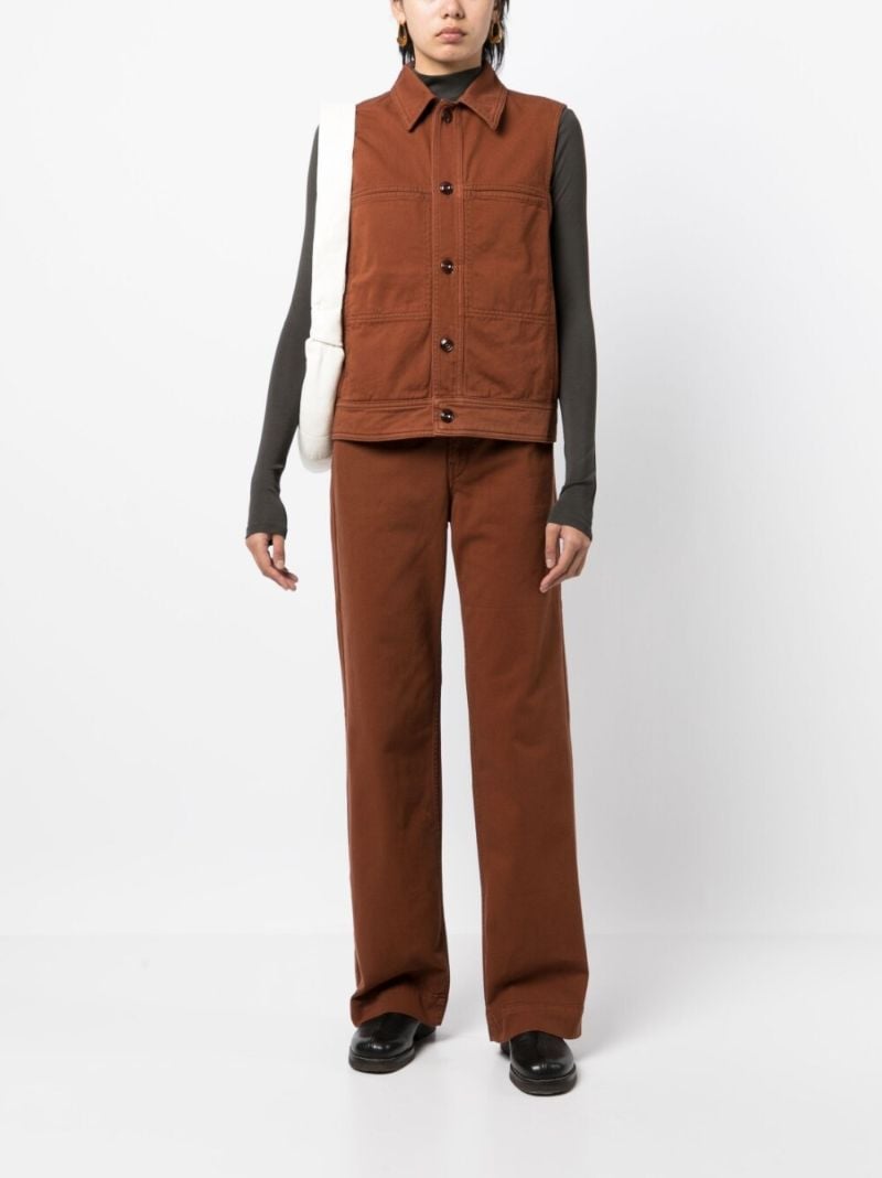 Brown Cotton Denim Vest
