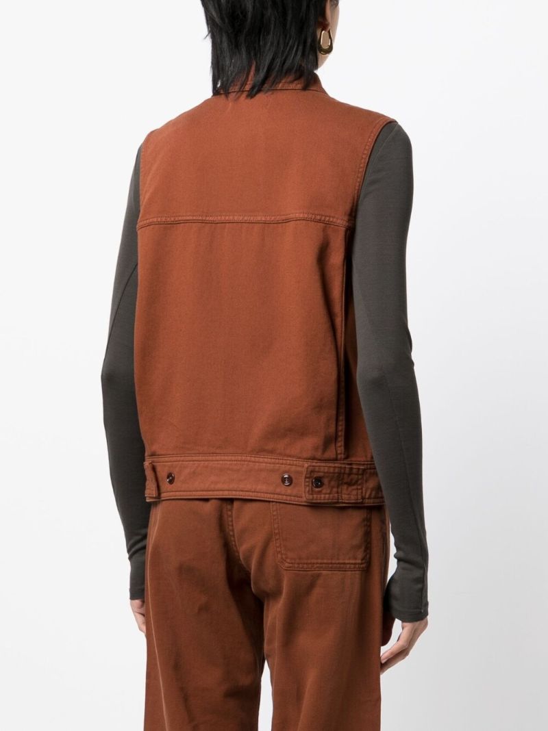 Brown Cotton Denim Vest