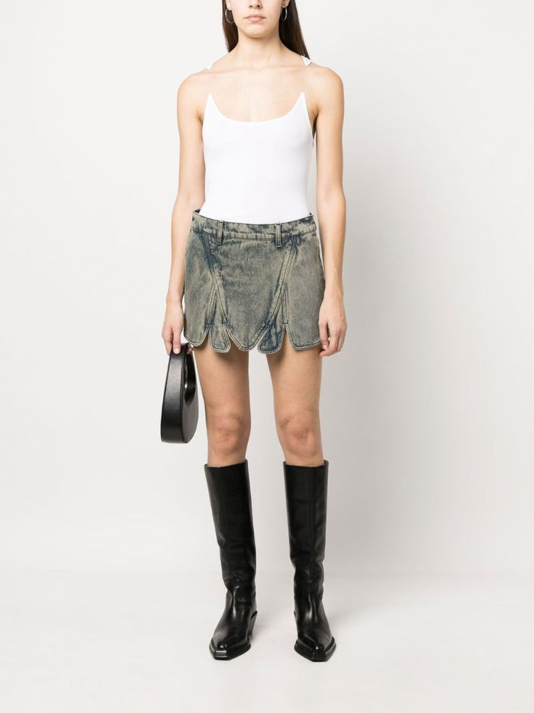 Neutral Tudor Denim Mini Skirt