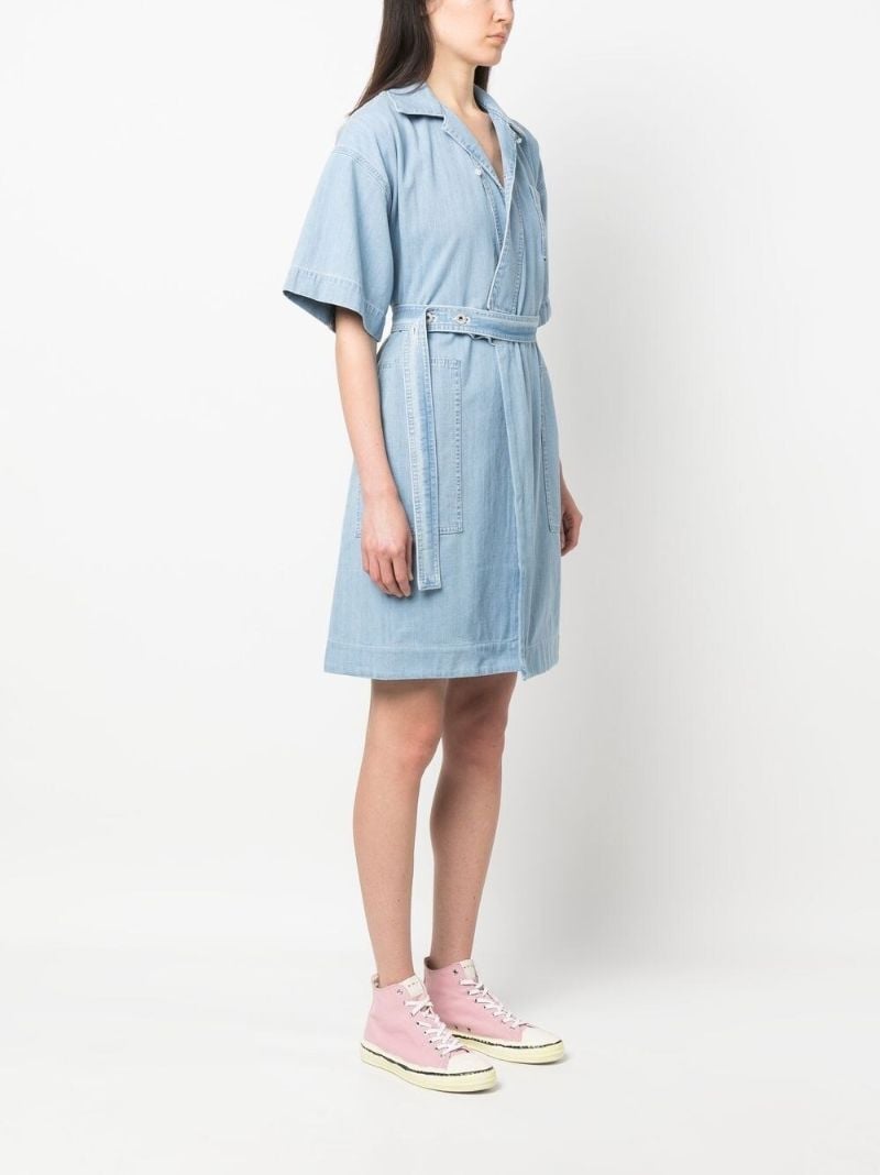 Blue Tied-waist Denim Wrap Dress
