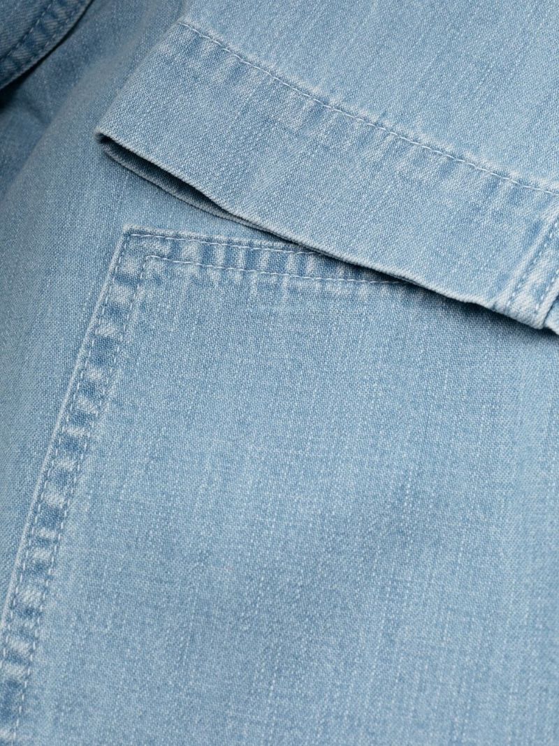 Blue Tied-waist Denim Wrap Dress