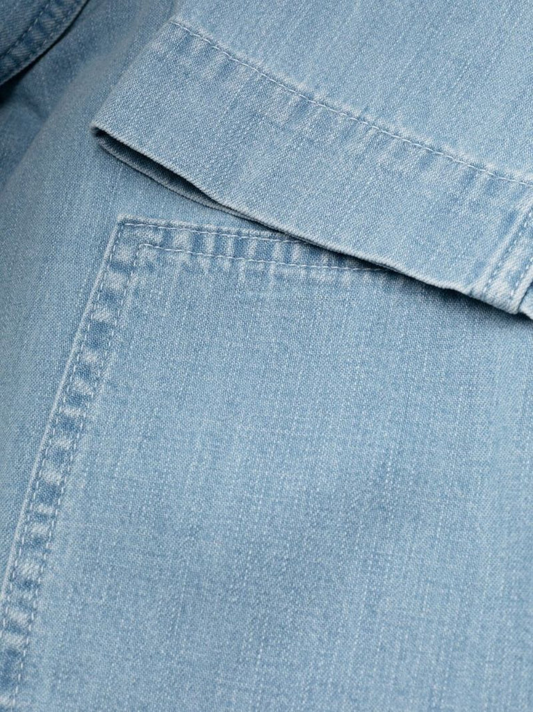 Blue Tied-waist Denim Wrap Dress