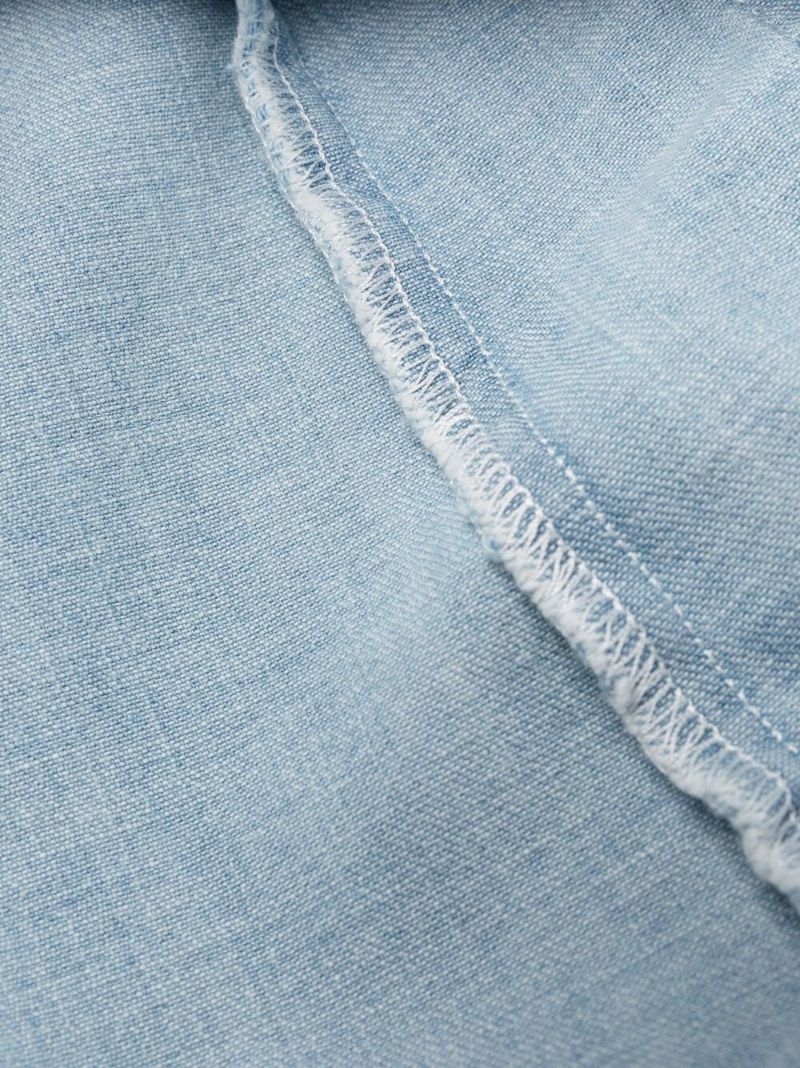 Blue Tied-waist Denim Wrap Dress