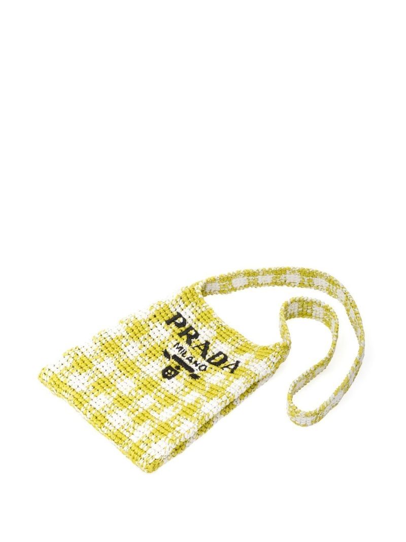 Yellow Houndstooth Crochet Shoulder Bag