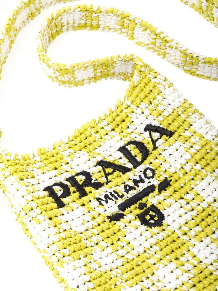Yellow Houndstooth Crochet Shoulder Bag