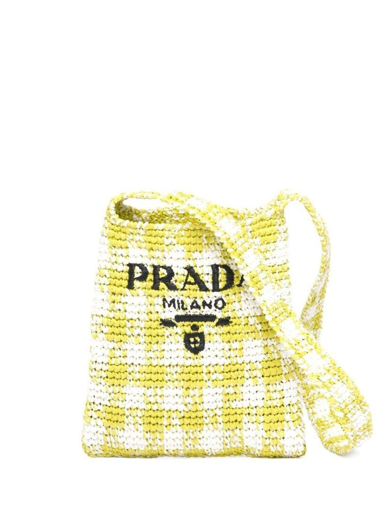 Yellow Houndstooth Crochet Shoulder Bag