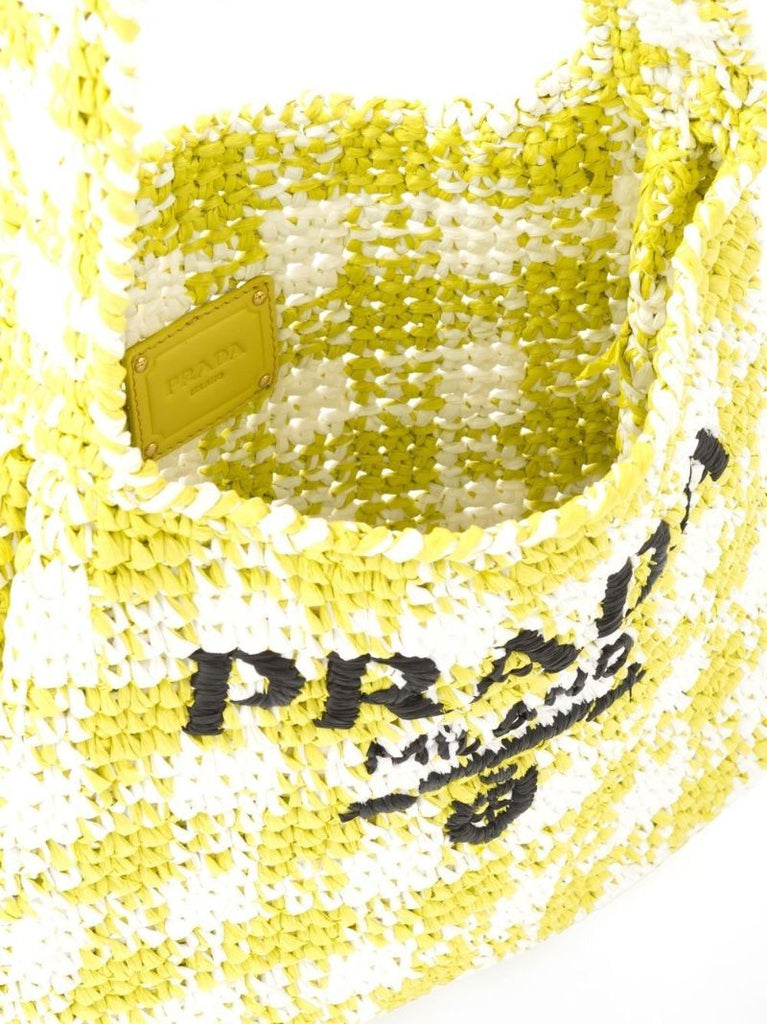 Yellow Houndstooth Crochet Shoulder Bag