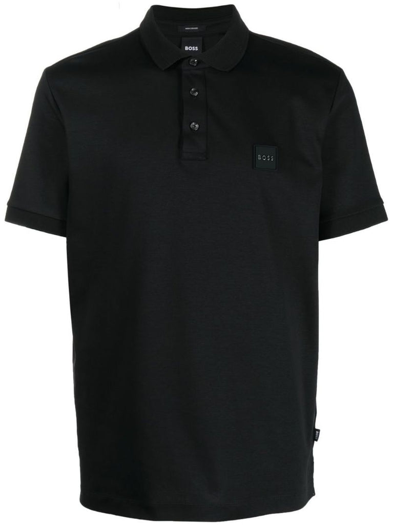 Black Logo-patch Cotton Polo Shirt