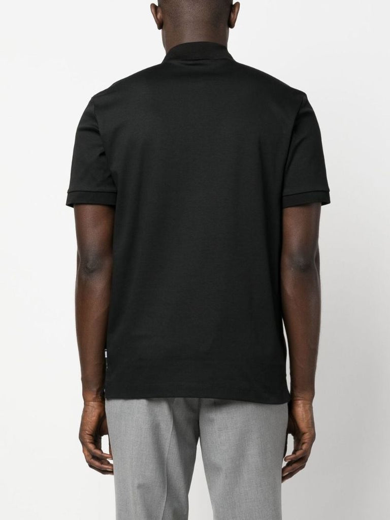 Black Logo-patch Cotton Polo Shirt