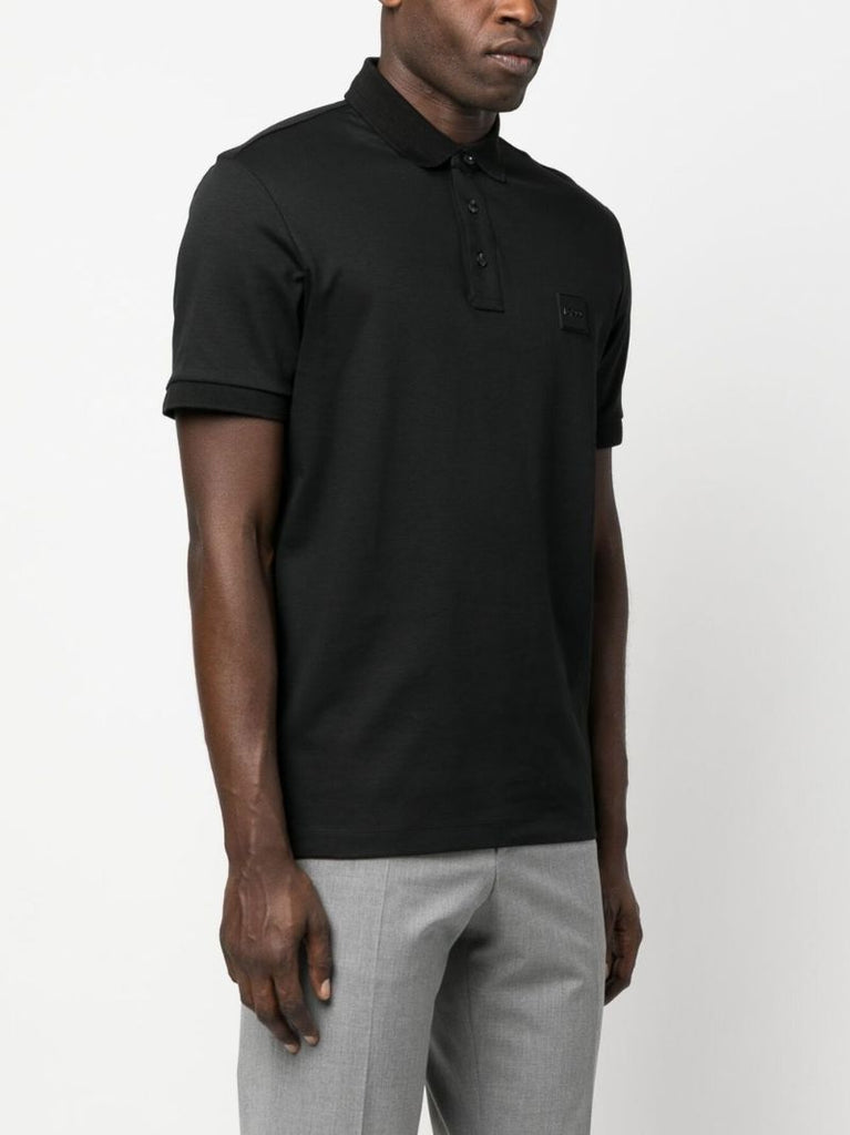 Black Logo-patch Cotton Polo Shirt