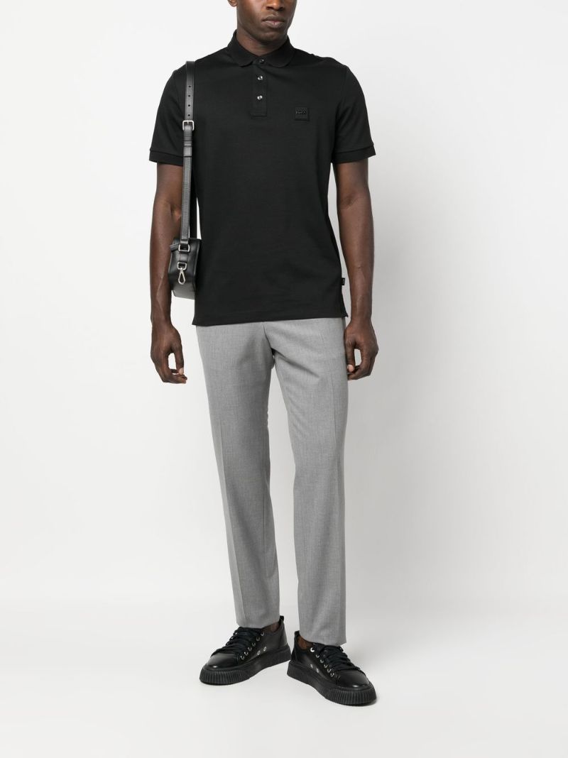 Black Logo-patch Cotton Polo Shirt