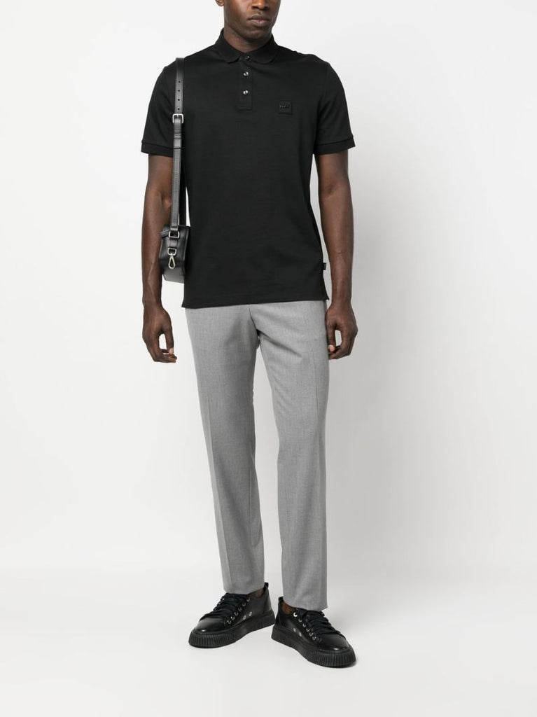Black Logo-patch Cotton Polo Shirt