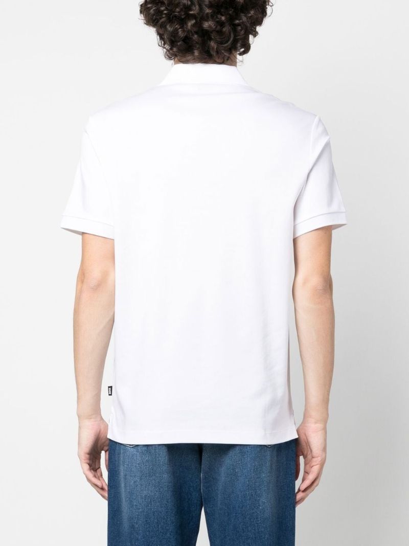White Logo-patch Cotton Polo Shirt