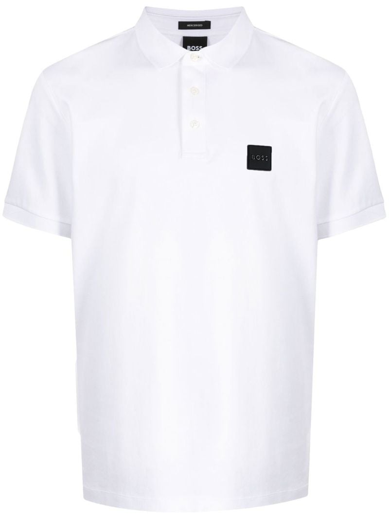 White Logo-patch Cotton Polo Shirt
