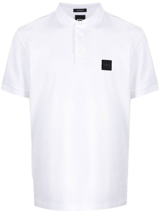 White Logo-patch Cotton Polo Shirt